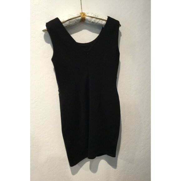 Tesoro Moda Womens Small Black Straight Bodycon Dress Embroidered Mesh Stretch - Picture 2 of 9